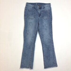 DG2 Diane Gilman Womens Star Stitched Raw Hem Jeans Blue Denim Size 4T